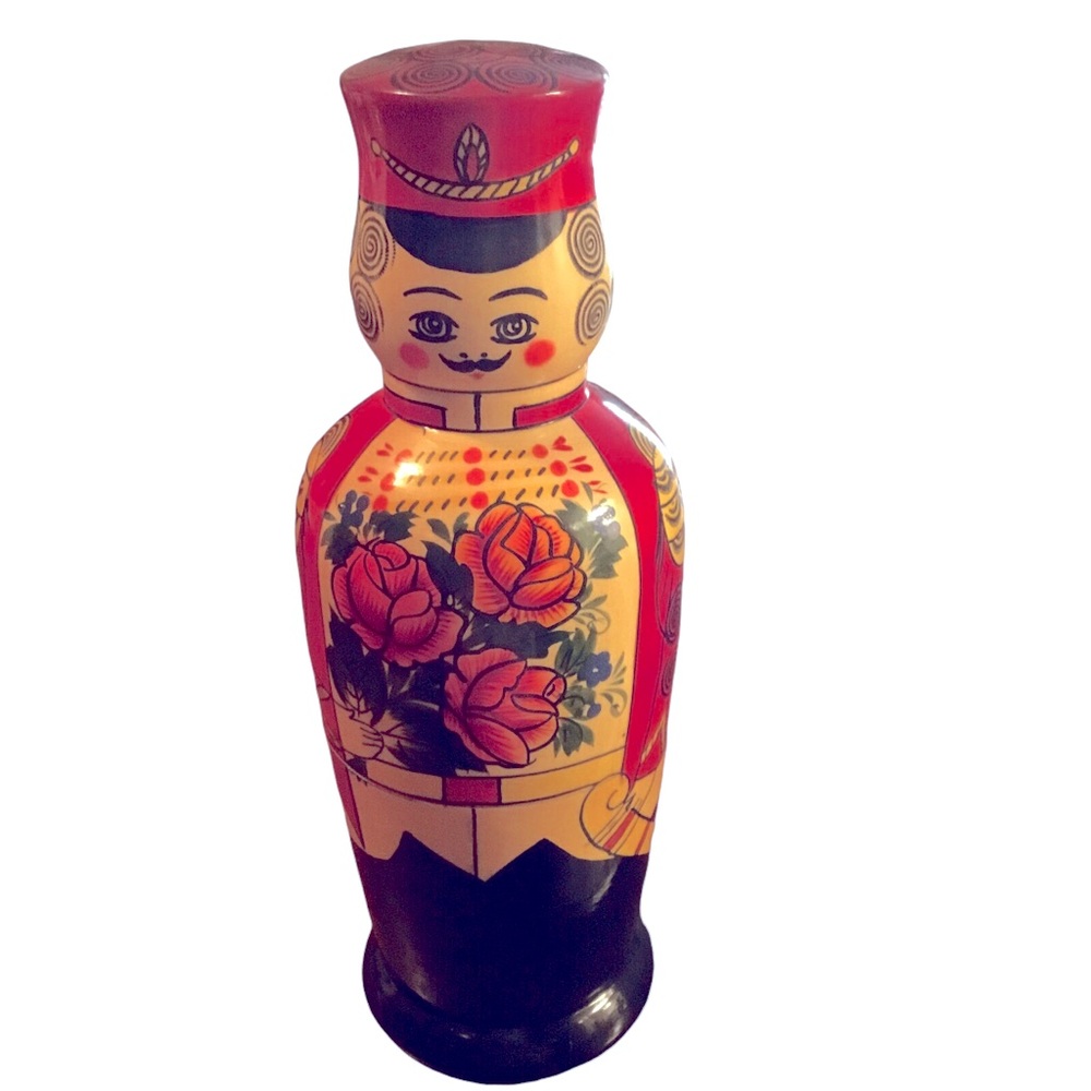 Russian Matryoshka Wood Doll Vintage Bottle Holder